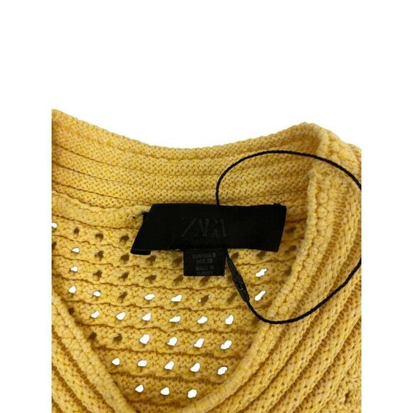 Zara Womens Sweater Top S Small Yellow Fringed Knit Sleeveless 4331/027 NWOT - Picture 5 of 13